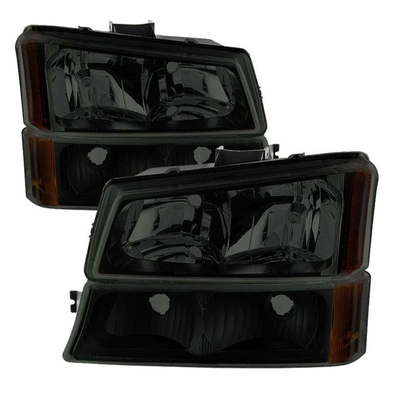 xTune Chevy Silverado 2500HD 03-06 Crystal Headlights w/ Bumper Lights HD-JH-CSIL03-AM-BSM-SET