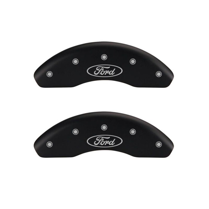 MGP 4 Caliper Covers Engraved Front & Rear Oval logo/Ford Black finish silver ch