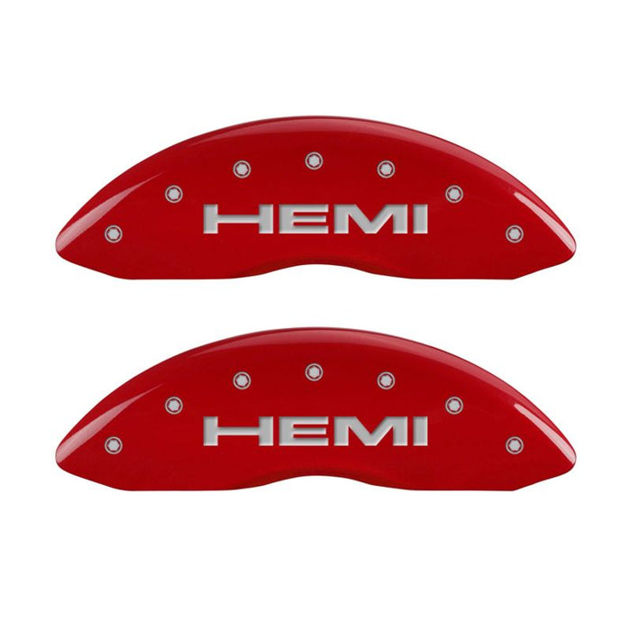 MGP 4 Caliper Covers Engraved Front & Rear Hemi Red finish silver ch