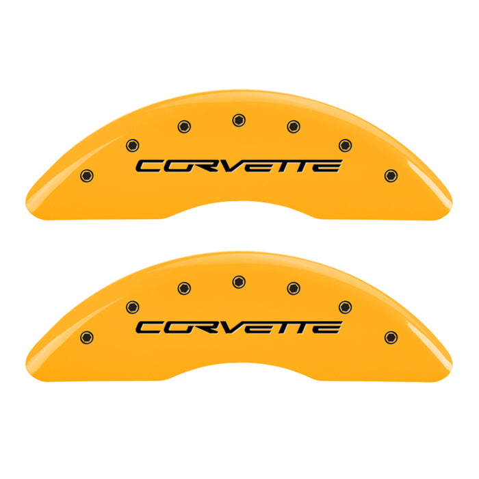 MGP 4 Caliper Covers Engraved Front & Rear C6/Corvette Yellow finish black ch