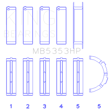 King Engine Bearings Ford 281 4.6L SOHC 16V Performance Main Bearing Set - Size Standard X