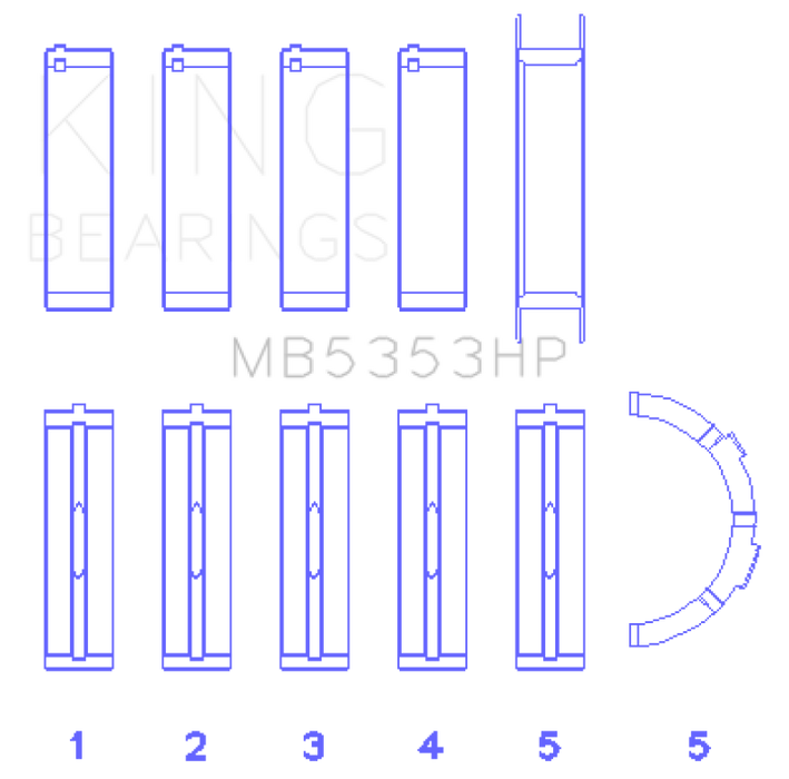 King Ford 281 4.6L SOHC 16V Performance Main Bearing Set - Size Standard X