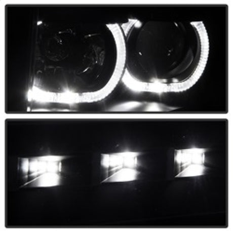 xTune Ford F150 09-14 Projector Headlights Halogen Model Only LED Halo Black PRO-JH-FF15009-CFB-BK