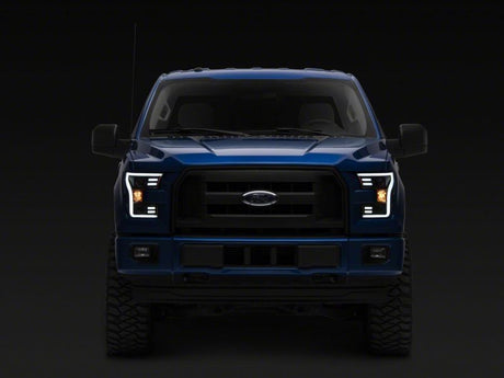 Raxiom 15-17 Ford F-150 G3 Projector Headlights w/ LED Accent- Blk Housing (Clear Lens)