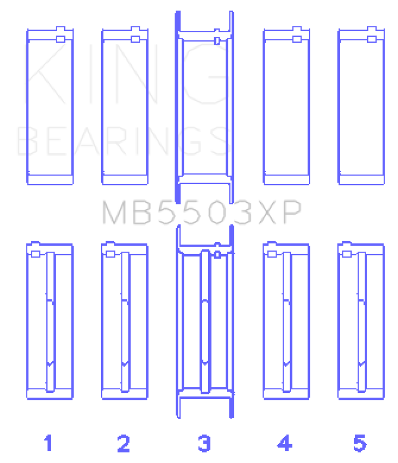 King Engine Bearings Ford V8 351ci 5.8L 16V (Size STD) Performance Main Bearing Set