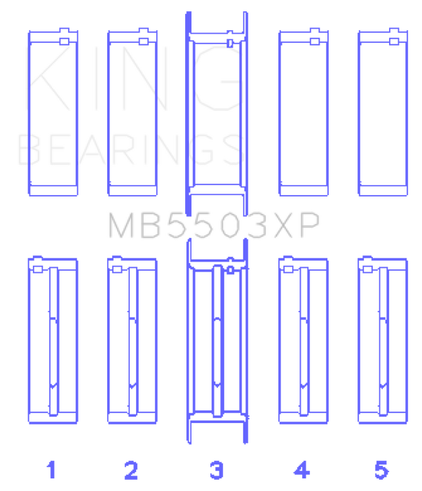 King Ford 351ci Cleveland V8 (Size 001) Tri-Metal Performance Main Bearing Set