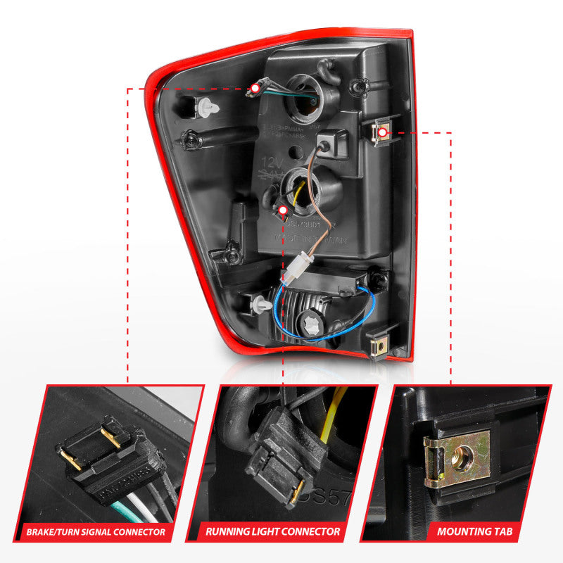 ANZO 04-15 Nissan Titan Full LED Taillights Chrome Housing Red/Clear Lens