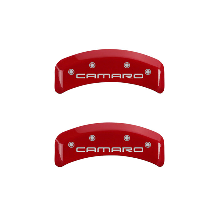 MGP 4 Caliper Covers Engraved Front & Rear Gen 4/Camaro Red finish silver ch