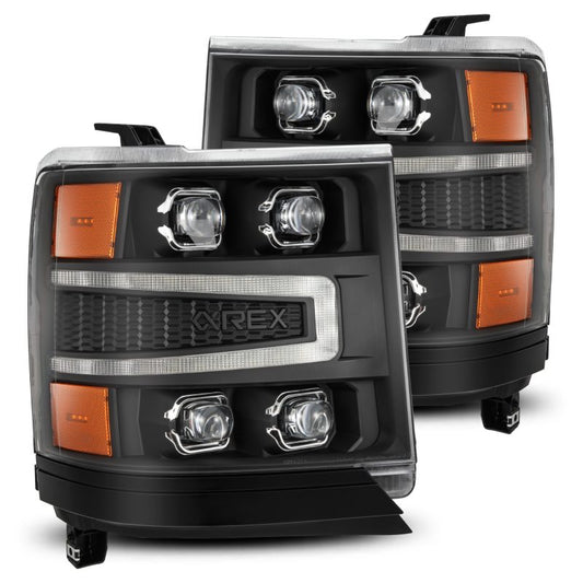 AlphaRex 16-18 Chevy 1500HD NOVA-Series LED Proj Headlights BK w/Actv Lgt/SeqSig & DRL (Req 810023)