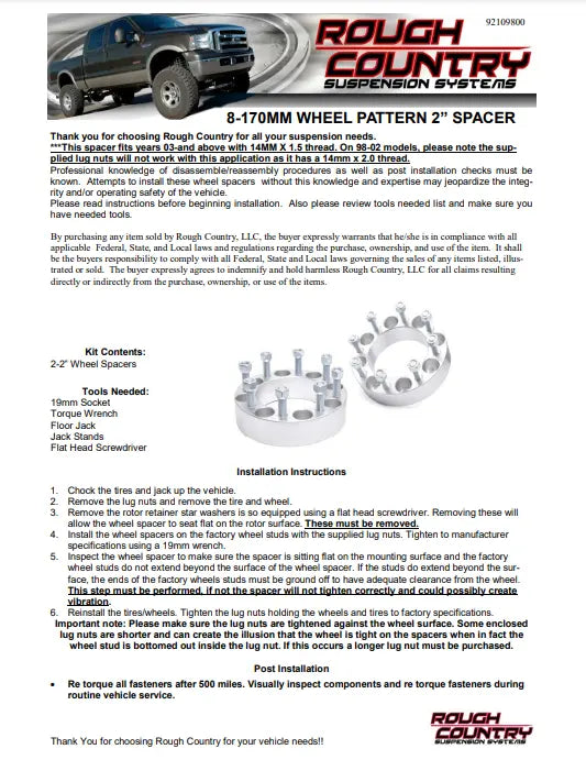 2 INCH WHEEL SPACERS 6X135 | FORD F-150 4WD (2004-2014) Wheel