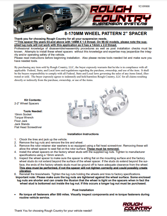 2 INCH WHEEL SPACERS 6X135 | FORD F-150 4WD (2004-2014)